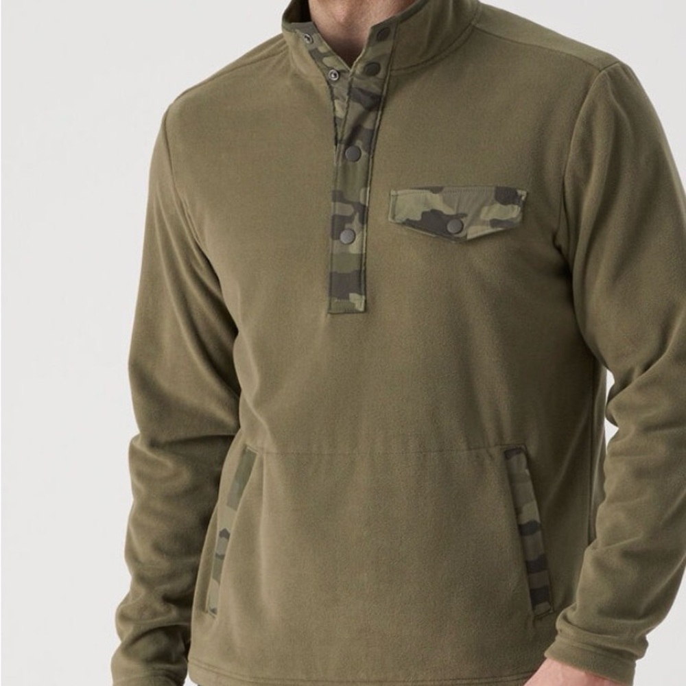 Duluth Trading Co Men's Doubleback Printed Fleece Button Mock Pullover